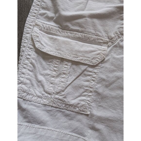 Loft White Cargo Bermuda Shorts Drawstring Hem Womens Size 8 Casual Marisa - Picture 4 of 6